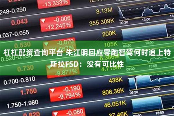 杠杠配资查询平台 朱江明回应零跑智驾何时追上特斯拉FSD：没有可比性